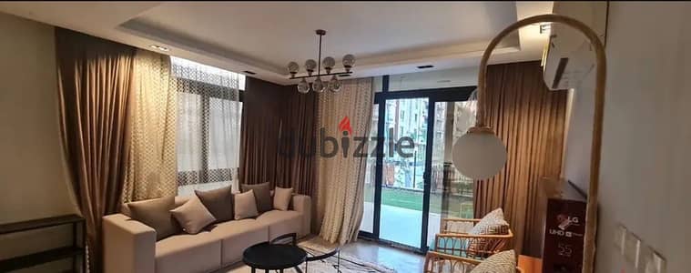 Apartment fully furnished for rent with private garden at Azad Compound New Cairo. Prime location in front of auc and Sodic eastown. Near to facilities