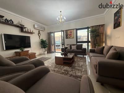 مدينتى شقه للايجار مفروش 175 متر فى الb8 مجموعه 83