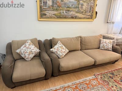 كنبه ركنه ٣ قطع ، ، تنجيد جديد  ، ظهر قابل للامتداد