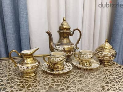 طقم قهوه مستورد كامل مذهب