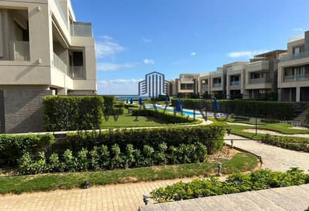 Ground floor chalet with garden for sale in one of the best locations in La Vista Ray Ain Sokhna, first row on the sea, with a stunning view and a pri