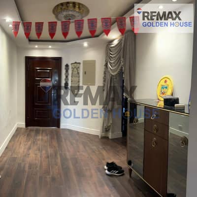 Ground floor with a 60-meter garden and a 243-meter apartment for sale in Madinaty B3. It features 3 bedrooms and a nanny's room, high-end finishing,