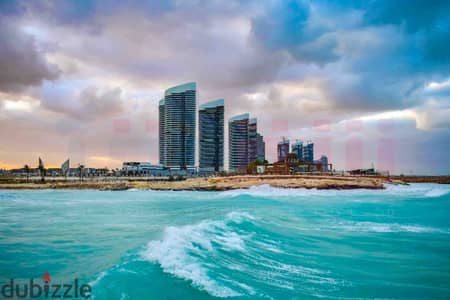 Apartment for sale, 145 sq m, New Alamein - Mazarine Compound (Down payment: EGP 130,000 - Delivery 2026 - Seafront - Open view of lagoon and sea)