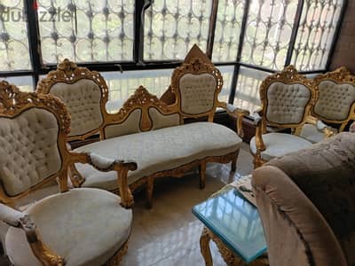صالون مذهب من خشب الزان ٥ قطع