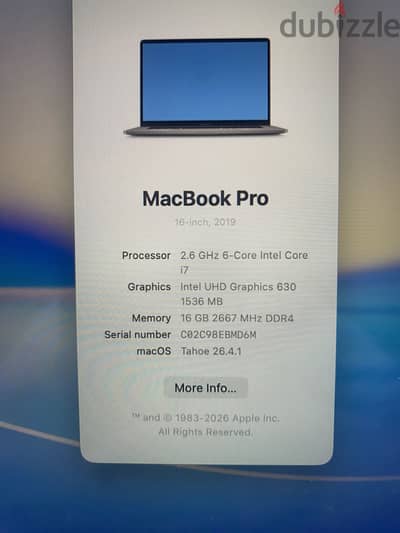 MacBook Pro i7 2019.16 inch كسر الزيرو