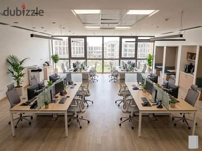 مقر إداري متفرد 114م تشطيب كامل للإيجار وسط اكبر الشركات في Mivida Business Park التجمع الخامس
