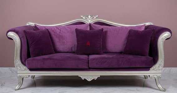 Luxury Classic Purple Velvet Sofa Set (3 seater,1 Seater,Center Table)