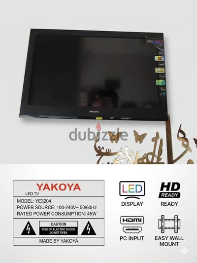 شاشة YAKOYA LED 32 بحالة الزيرو