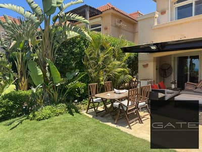 First row detached villa for sale in Telal Al Sahel, fully finished and furnished. 280 sq m plot with a 250 sq m private garden.