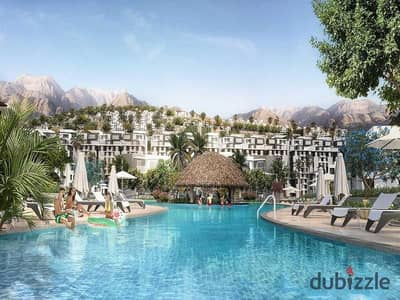 Ground chalet with a 100m garden, super luxuriously finished, in Bella Vento Al Galalah, with a 5% down payment (505 thousand) and installments over 8 years next to the marina
