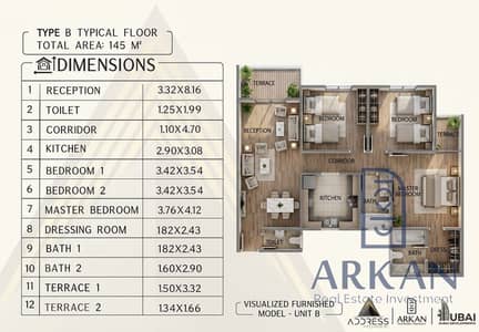 S&A Apartment 145 meters for sale in the heart of Zawil Street – 6th of October Gardens inside Address Home 2 Compound where luxury and comfort meet in simple details