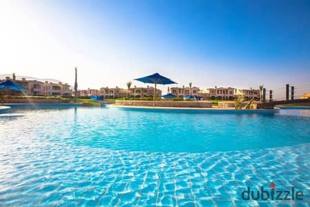 Sea-view chalet with lagoon, finished with ACs and kitchen, for sale in installments in La Vista, next to Fouka Bay, Ras El Hekma, minutes from Silver