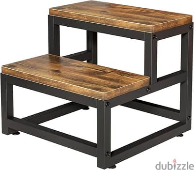 Wooden 2 Step Stool, Stool with Non-Slip Feet, Home Stair, 38 x 35 x 3