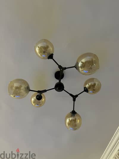2 Modern Smoked Glass Chandelier – 6 Lights