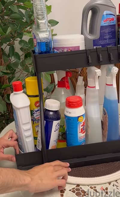 Bathroom/Kitchen Organizer With Metal Legs and Slidable Plastic Shelve