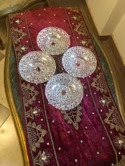 مجموعه طباق كريستال 4 اطباق المكسرات set of 4 crystal glass plates