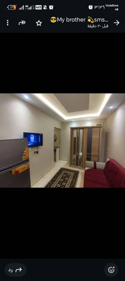 استوديو غرفه وصاله اول سكن حي اول مجاوره سادسه شام الميه كهرباء كارت يوجد جميع الخدمات مكيفه