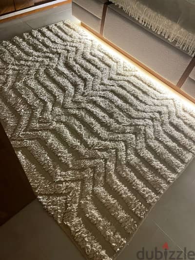 Stylish Cotton and Wool Boho Rug