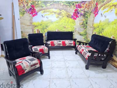 انتريه اسيوتي# خشب زان# احمر 2كنبه