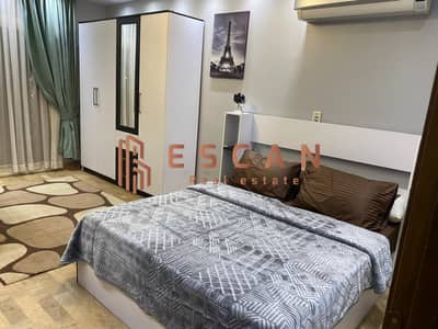 Furnished apartment for rent in Al Rehab, first occupancy, 131 sq m, fully finished to a high standard, modern furnishings.