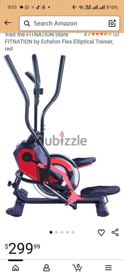 FITNATION by Echelon Flex Elliptical Trainer, red جهاز اليبتيكال حالة