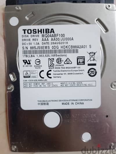 هارد لابتوب توشيبا 1 تيرا Toshiba 1TB SATA 2.5 HDD