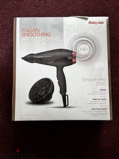 BaByliss Smooth Pro Professional Hair Dryer 2100 Watts AC Motor