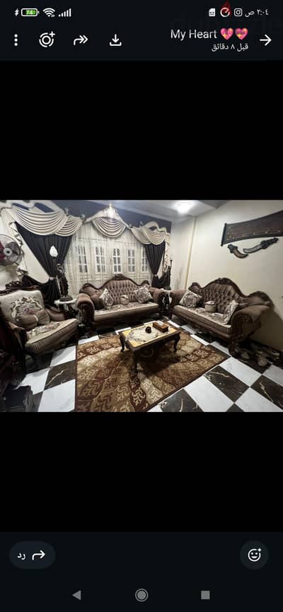 انتريه كلاسيك ستيل خشب زان تنجيد سفنج مضغوط بحاله جيده جدااا