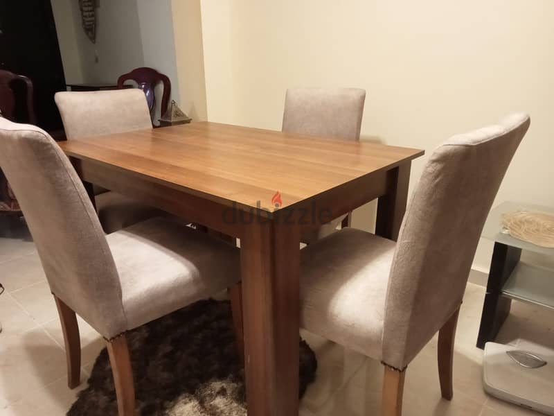Dining table 4 seaters- leather chairs 1