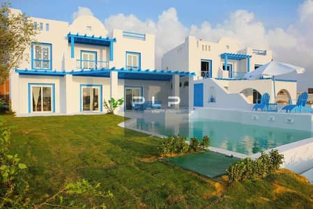 Ground floor chalet with garden for sale in Mountain View Ras El Hekma - Greek Tinos phase | Fully furnished | Direct Pool View