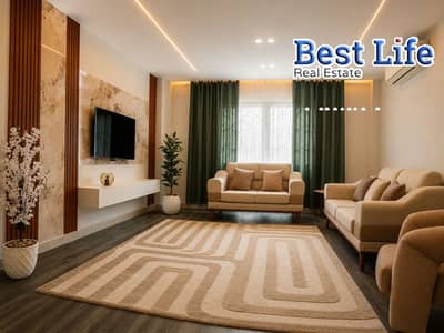  شقة مفروشة أول سكن للإيجار في الرحاب المرحلة التاسعة | 119 متر | 3 غرف نوم | دور أرضي | فرش مودرن وتشطيب سوبر لوكس 