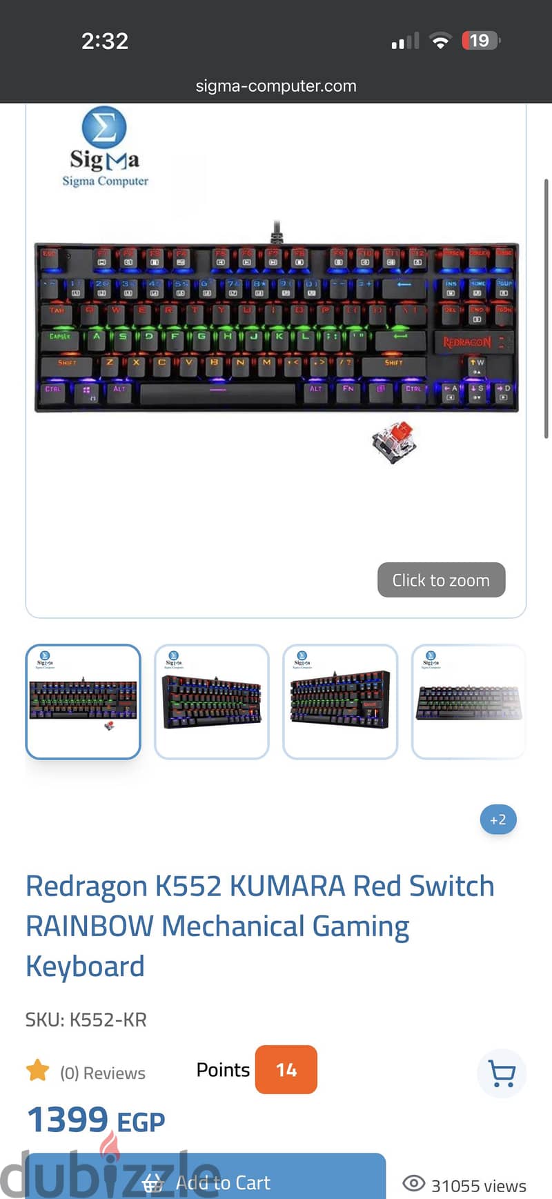 Gaming keyboard red dragon red switch k552 1