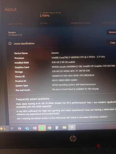 لاب توب hp zbook 15 G3