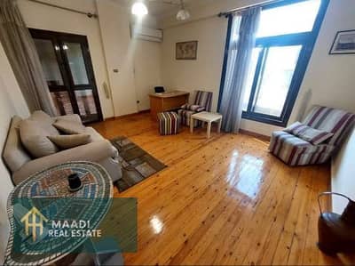 Fully furnished apartment for rent in the heart of Maadi Sarayat. Located on the 9th floor with 24/7 security and 2 elevators. The apartment features