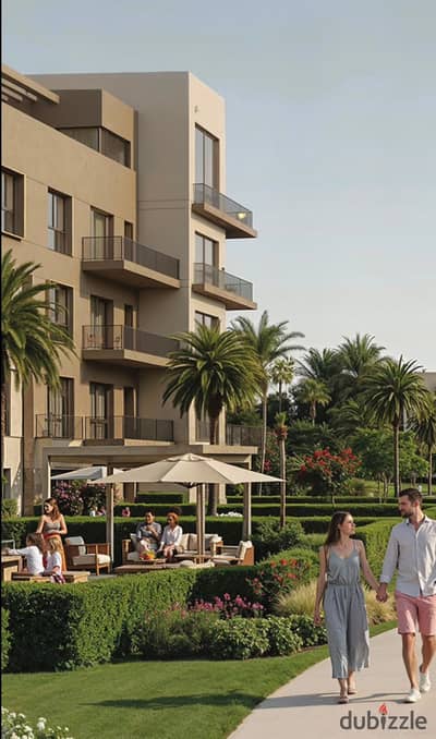 Apartment for sale in Park Site Compound next to Palm Hills, 102 meters, down payment 100,000 and installments over 10 years.