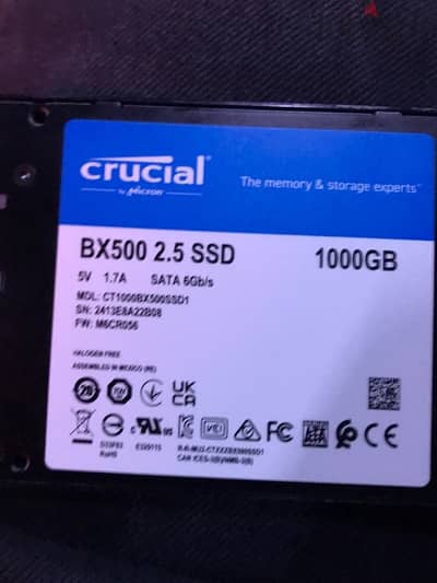 Crucial BX500 1TB 3D NAND SATA 2.5 Inch Internal SSD