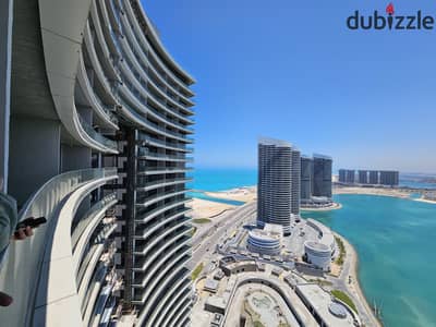 For rent from the owner: a hotel apartment in the most distinguished tower in New Alamein and Africa, Gat6 tower, with a direct view of the Rixos Al Masa Hotel, the sea and the bay. It is located on the 25th floor and has four hotel rooms, suitable for a