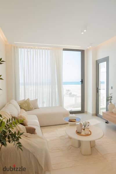 Ready for viewing — first row beachfront chalet for sale, fully finished and furnished with appliances, in Marina 5 North Coast