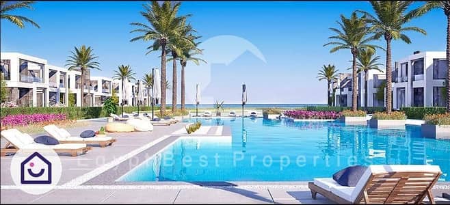 شاليه غرفتين دايركت على اللاجون للبيع بمقدم 5% فى ازها الساحل الشمالى