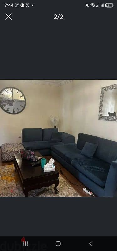 Blue L Shape Sofa - Very Good Condition كنبة
