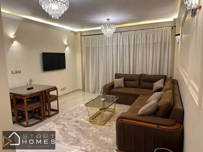 108 sq m, two-bedroom furnished apartment for rent in Madinaty B15, with a fully equipped kitchen with new appliances, fully air-conditioned and ready