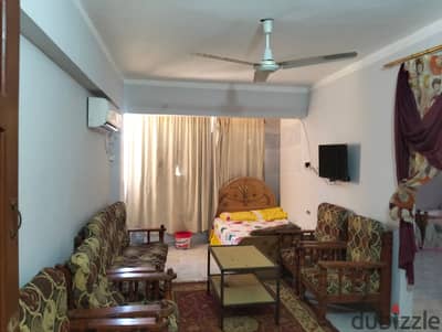 Furnished apartment for daily rental for families and companies. Room, living room, kitchen, bathroom. First upper floor in Alexandria, Al-Agami, Kilometers 21 at the Palm Beach inside a compound in a very distinguished location.