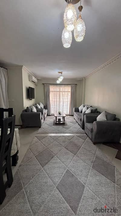 Furnished apartment for rent in Madinty Group B11 fully air-conditioned 96M typical Typical floor bedrooms 2 bathrooms reception with Road view