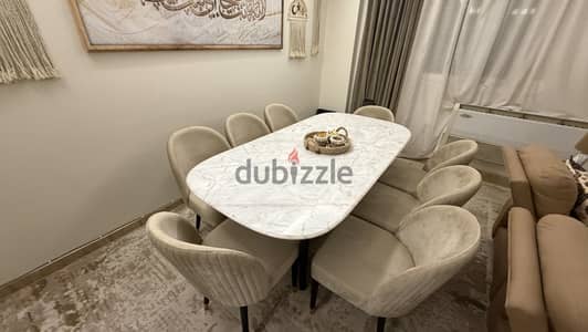 Marble Dining table + buffet - سفره رخام ٨ أفراد مع البوفيه