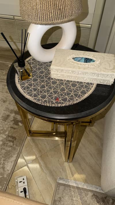 Marble X Steel black & gold side table