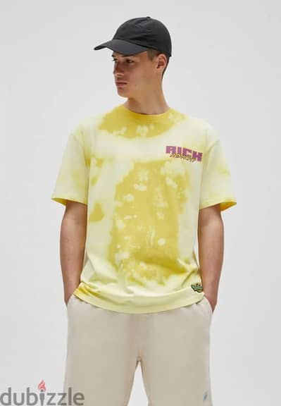 pull & bear Rick and Morty yellow tie dye t shirt