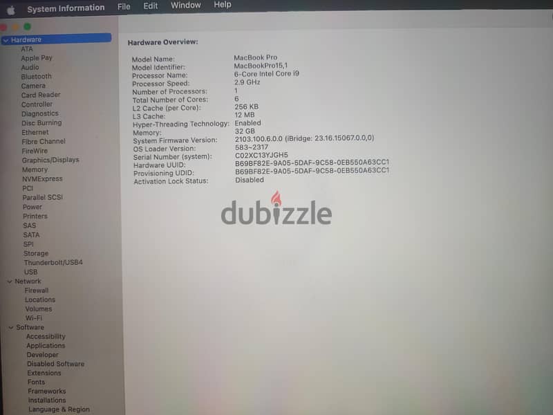 Macbook Pro Core i9 32GB RAM , 512GB 3
