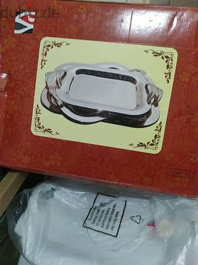 طقم صواني تقديم ميتال 3 قطع حجم كبير
