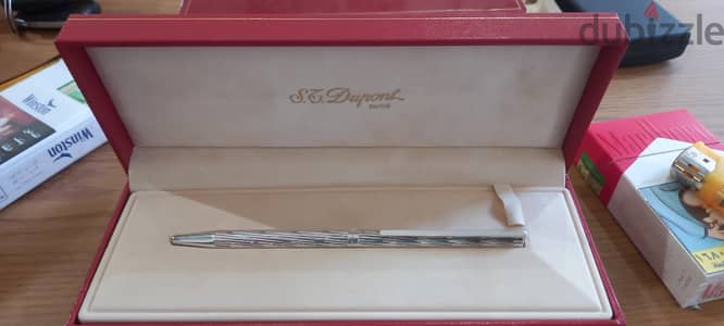 قلم إس تي ديبونت فرنسي أصلي S. T. Dupont Classique فضة بالعلبة