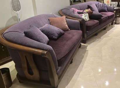 طقم ٢ كنبة (ثلاثية وثنائية ) + فوتييه الصفوة . زان طبيعي ١٠٠%